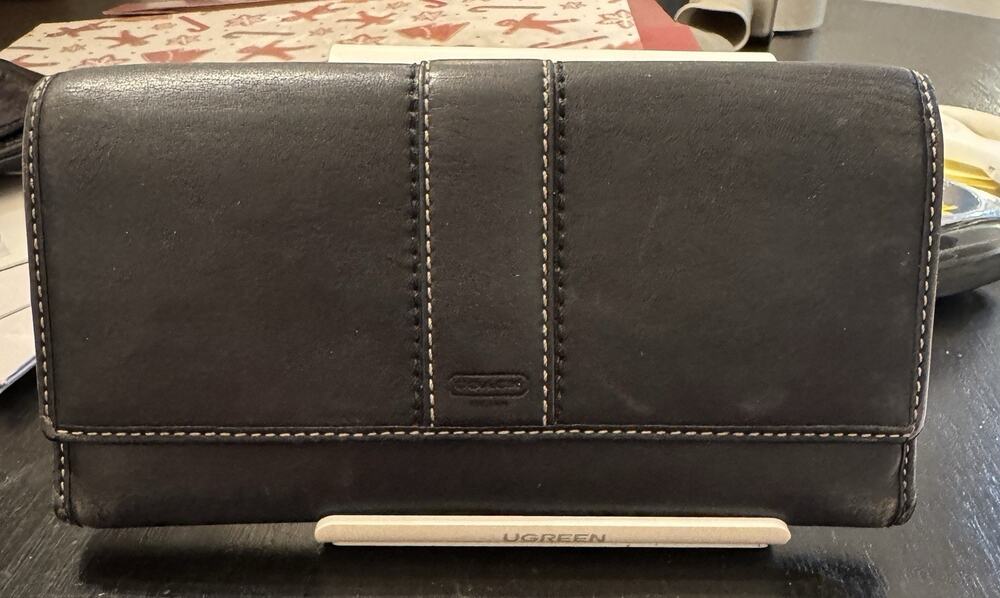 Coach Vintage Hampton Black Leather Trifold Wallet